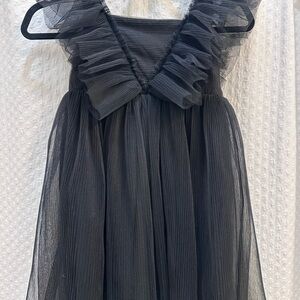 H&M Girls Black Tulle Ruffle Dress